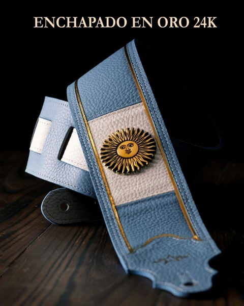 Línea Nacional - Bandera Argentina .Sol de Mayo enchapado en Oro 24K