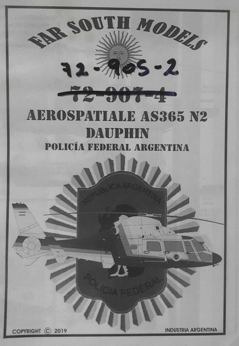 Far South Models 1/72 72-905-2 (Ex 72-907-4) Aerospatiale As365 N2 Dauphin 2 Policia Federal Arg.
