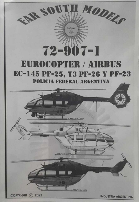 Far South Models 1/72 72-907-1 Eurocopter / Airbus Ec-145 Pf-25, T3 Pf-26 y Pf-23