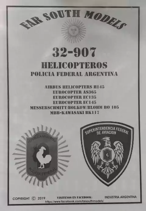 Far South Models 1/32 32-907 Helicopteros Policia F. Arg.