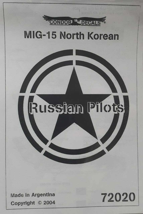 Condor Decals 72020 1/72 Mig-15 North Korean