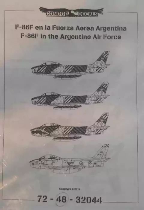 Condor Decals 48044 1/48 F-86 F Sabre Fuerza Aerea Argentina