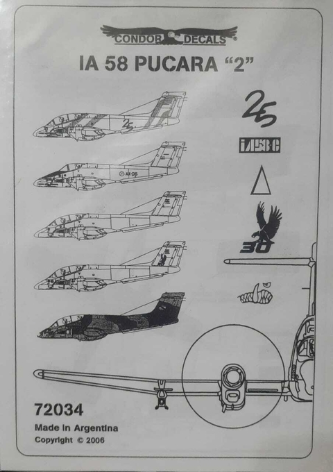 Condor Decals 72034 1/72 IA 58 Pucara "2"