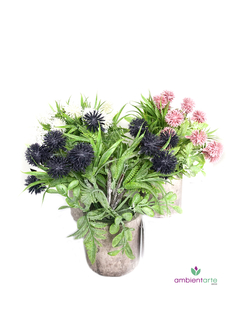 Maceta con Flor Pompon 8x25 cm