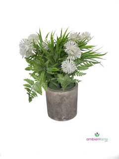 Maceta con Flor Pompon 8x25 cm - comprar online