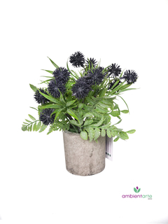 Maceta con Flor Pompon 8x25 cm - ambientartedeco