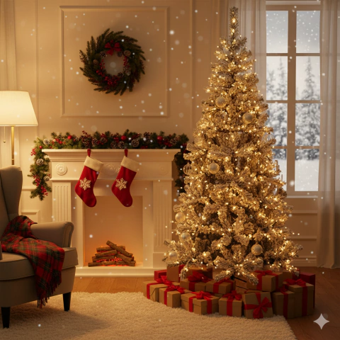 Arbol de navidad nevado de 180 cm con pie de metal