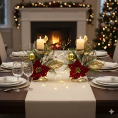 Candelabro o Centro Metal con Estrella Fededal 8X27 cm