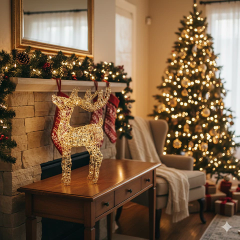 Ciervo Navideño con luces 25x44 cm