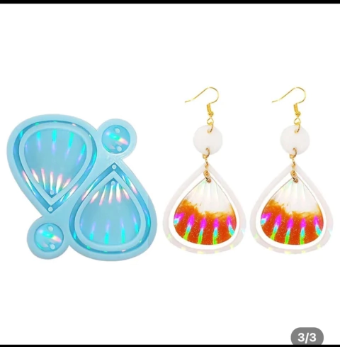 Molde de silicona holografico aros gota