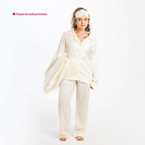 Pijama longo toque de seda Pérola - comprar online