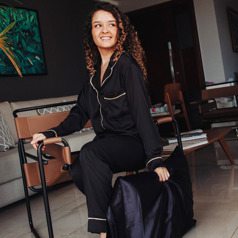 Pijama meia estação preto - comprar online