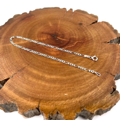 Pulseira Fígaro 3x1 2,3mm em prata - comprar online