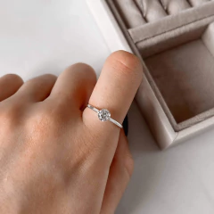 Anel solitário pedra redonda