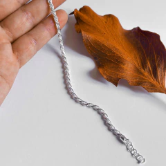 Pulseira cordão baiano 3mm em prata na internet