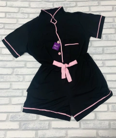 Pijama luxo preto com rosa - comprar online