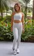 Conjunto Feminino Fitness Calça e Top Nadador Cinza Silver - comprar online