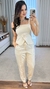 Conjunto Feminino Alfaiataria Calça + Blusa Alça Peplum