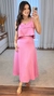 Conjunto Feminino Saia Evase e Cropped Risca de Giz