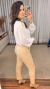 Calça Feminina Alfaiataria Premium Reta Com Elastano Bolso Faca