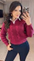 Blusa Feminina Tricot Mousse Detalhe Gola De Camisa