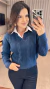 Blusa Feminina Tricot Mousse Detalhe Gola De Camisa - loja online