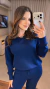Conjunto Feminino Modal Canelado Blusa Manga Longa E Calça Pantalona - loja online
