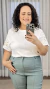 T-Shirt Feminina Malha Premuim Manga Bordada Plusize