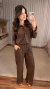 Conjunto Feminino Renda Camisa Manga Longa + Calça Pantalona