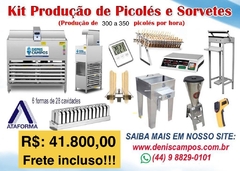 kit Produção de Sorvetes e Picolés 300 a 350 Picolés hora / 40 a 50 litros de Sorvetes hora - comprar online