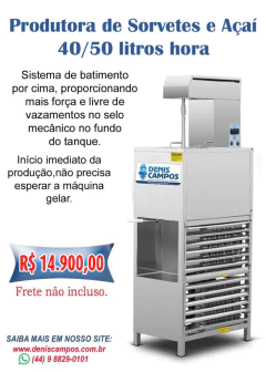 Sorveteira Turbo DC 40/50 Litros hora, cabeça em cima.