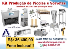 kit Produção de Sorvetes e Picolés 250 a 280 Picolés por hora/ 40 a 50 litros de Sorvetes hora. - comprar online