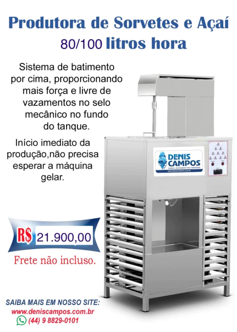 Sorveteira Turbo DC 80/100 Litros hora, cabeça em cima.