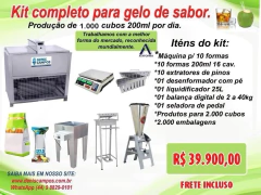 Kit Completo Gelo Sabor 1.000 cubos 200ml a cada 8 horas de trabalho.