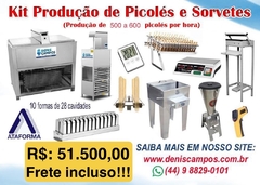 Kit Produção de Sorvetes e Picolés 500 a 600 Picolés hora / 40 a 50 litros de Sorvetes hora. - comprar online