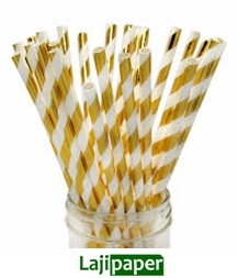 CANUDOS DE PAPEL 6 mm X 200 mm Com 12und - Ouro Metálico Listrado