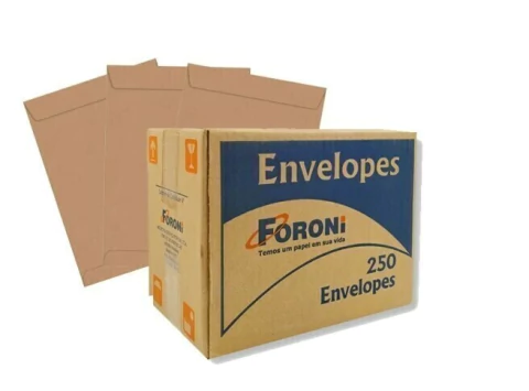 Caixa de Envelope 22,9x32,4 - 80g - Kraft Natural - Pacote C/250 - FORONI