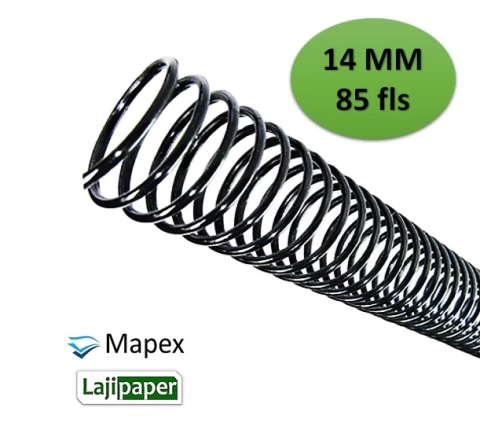 Espiral 14 mm para 85 folhas - Preto - PCT 100 Unidades