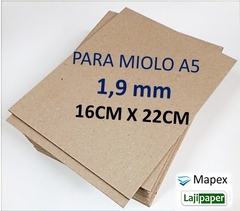 PAPEL HOLLER / CARTÃO CINZA PARA MIOLO A5 - 16CM X 22CM - ESPESSURA 2,0MM - EMBALAGEM COM 20 PLACAS