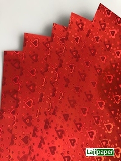 Folha Papel Holográfico A4 120g VERMELHO COM CORAÇÃO - Unidade