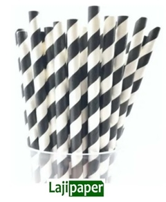 CANUDOS DE PAPEL 6 mm X 200 mm Com 12und - Preto Listrado