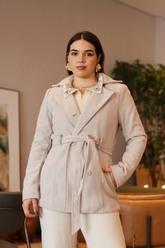Imagem do Trench coat lã batida e faixa com amarração