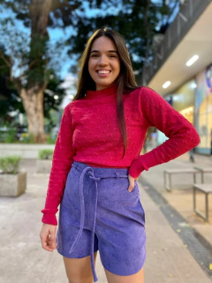 Tricô manga longa relevo