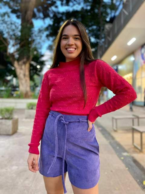 Tricô manga longa relevo