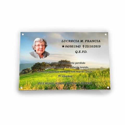 Placa conmemorativa con foto incluida. Para exterior - (copia)