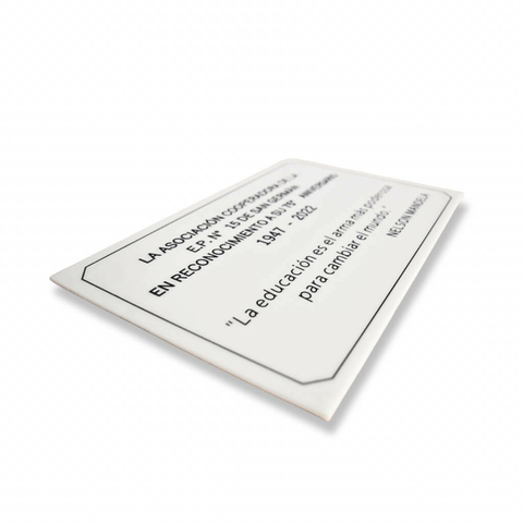 Placa recordatoria de acrílico