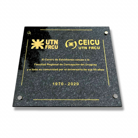 Placa homenaje de marmol negro