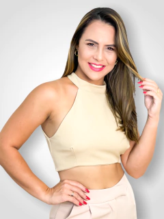 CROPPED EM ALFAIATARIA COM DECOTE NADADOR - NUDE