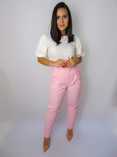 CALÇA DE ALFAIATARIA COM CINTO - ROSA CLARO na internet