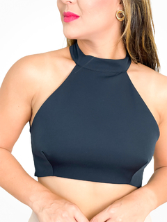 CROPPED EM ALFAIATARIA COM DECOTE NADADOR - PRETO na internet
